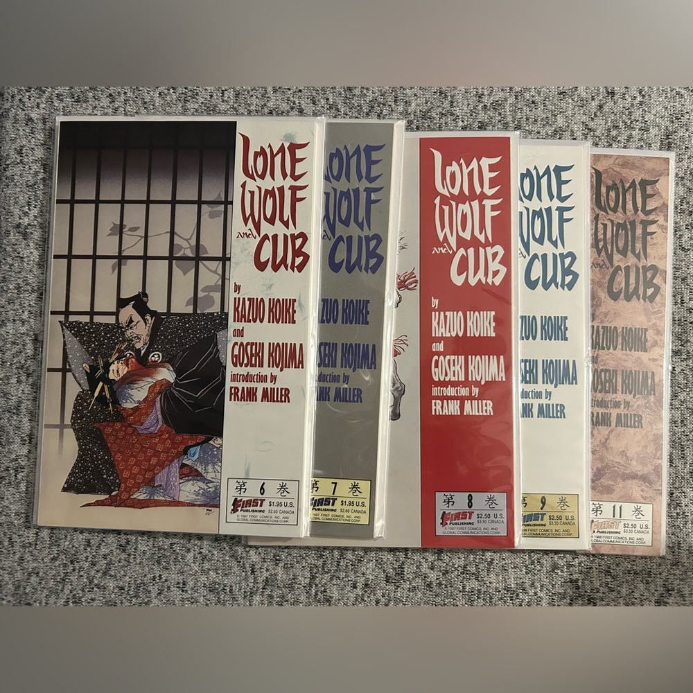 Vintage Lone Wolf and Cub Comic Book Issues 6, 7, 8, 9, 11 Bundle Frank Miller